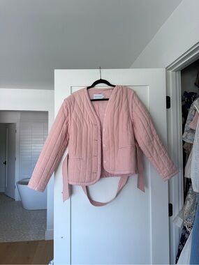 NWT Rebecca Minkoff Blush Quilted Tie-Waist Puffer Jacket